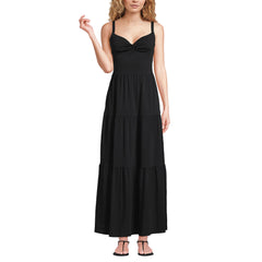 Women's Cotton Modal Twist Front Tiered Maxi Dress
