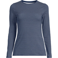 Women's Petite Lightweight Jersey Skimming Long Sleeve Crew Neck T-shirt