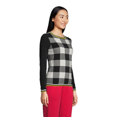Women's Cashmere Crew Neck Sweater Tee - Jacquard