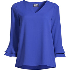 Women's 3/4 Flutter Sleeve Crepe Blouse