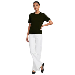 Women's Double Trim Cotton Crew Neck Tee Sweater
