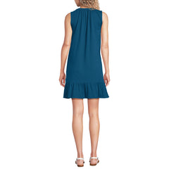 Women's Sleeveless Cotton Jersey Notch Neck Flounce Dress