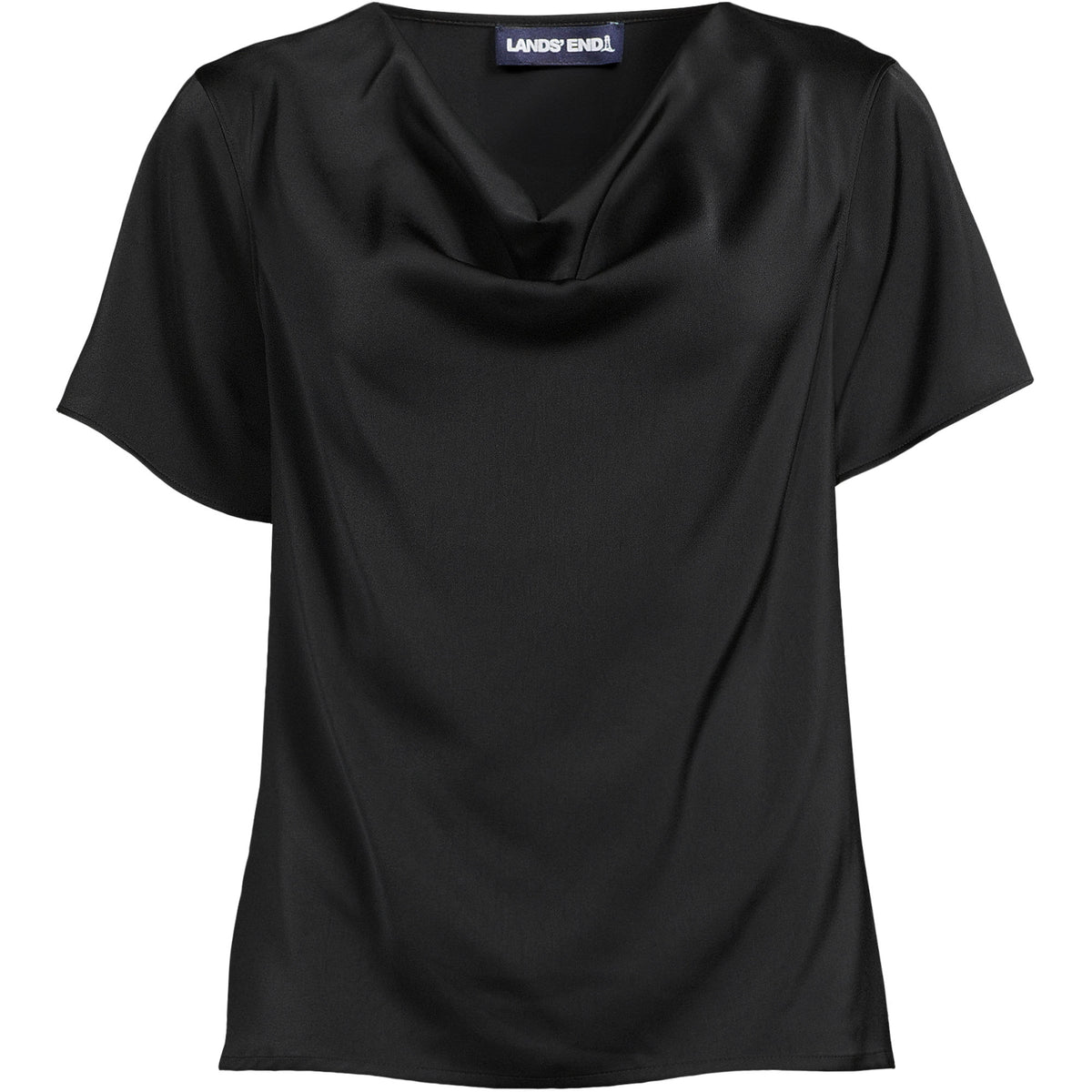 Women's Plus Charmeuse Short Sleeve Cowl Neck Top