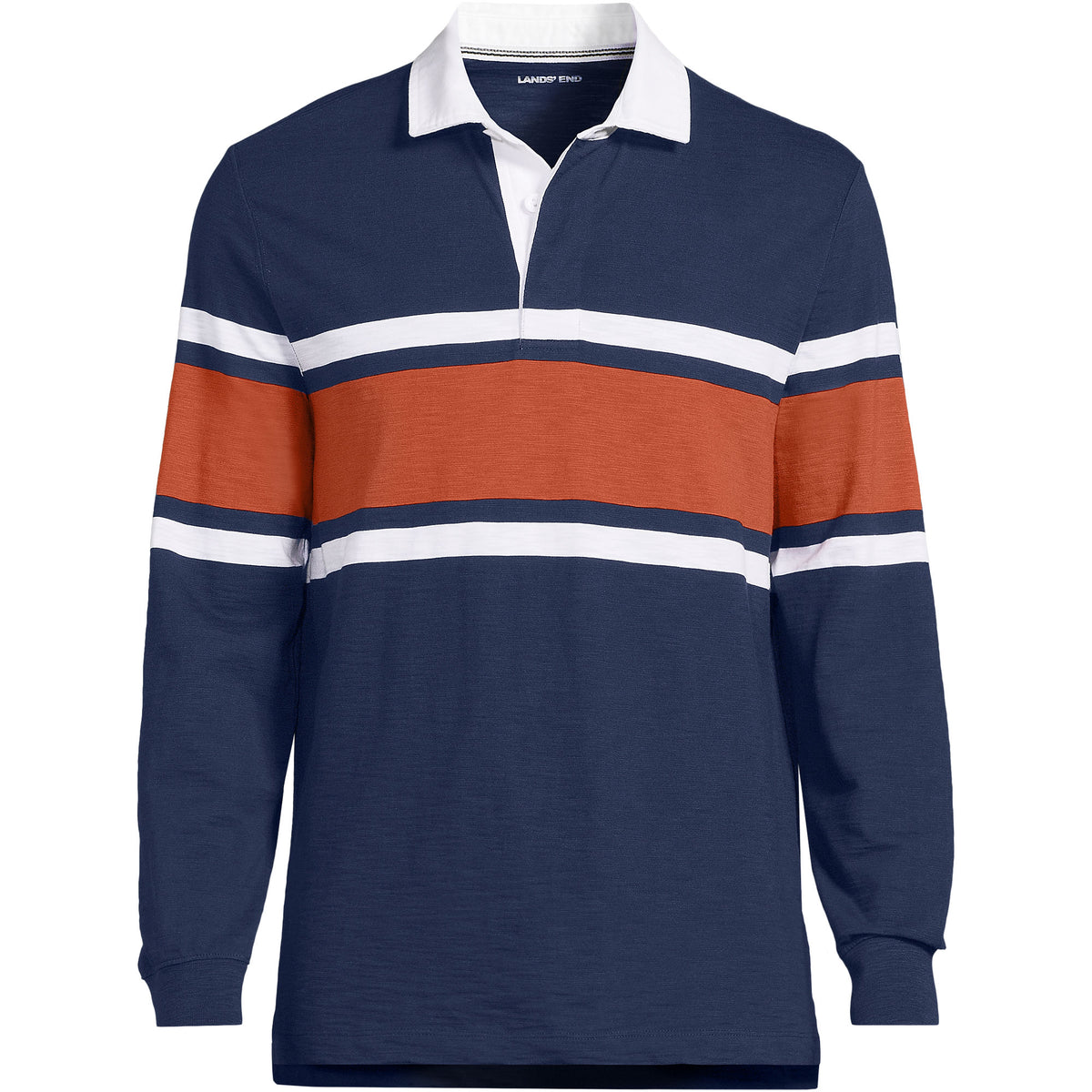 Men's Tall Long Sleeve Lightweight Slub Rugby Polo