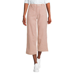 Women's Printed Twill High Rise 5 Pocket Wide Leg Crop Pants