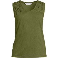 Women's Plus Size Linen Blend Smocked Flowy Tank