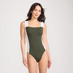 Women's Square Neck High Leg One Piece Swimsuit