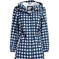 Women's Petite Print Waterproof Hooded Packable Raincoat