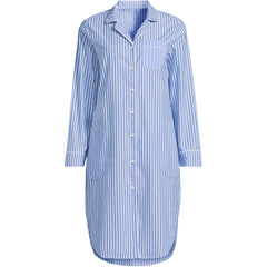 Women's Plus Size Cotton Poplin Long Sleeve Sleepshirt Nightgown