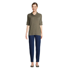 Women's Super Soft Elbow Sleeve Cowl Neck Pullover Top