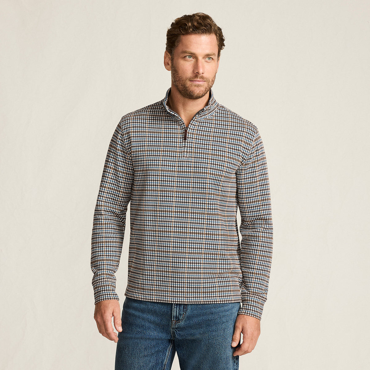 Men's Bedford Rib Casual Quarter Zip Pullover Sweater