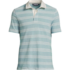 Men's Short Sleeve Cotton Linen Rugby Polo