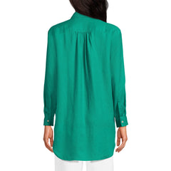 Women's Linen Roll Sleeve Oversized Relaxed Tunic Top