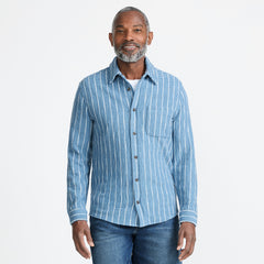 Men's Long Sleeve Knit Boucle Button Through Shirt