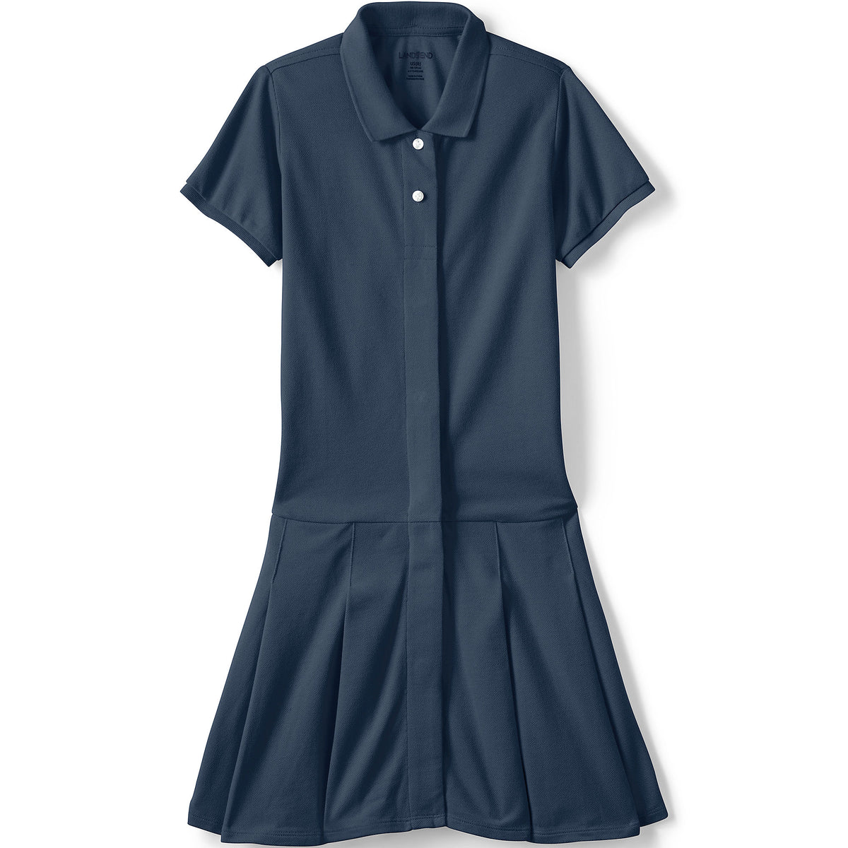Girls Adaptive Short Sleeve Mesh Polo Dress at the Knee