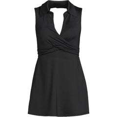 Women's Polo Collar Tie Front Swim Dress Swimsuit