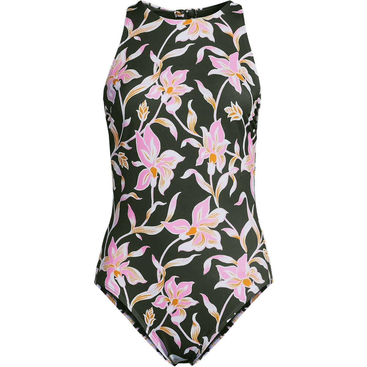 Women's D-Cup Tugless High Neck Portrait Back One Piece Swimsuit