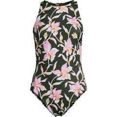 Women's D-Cup Tugless High Neck Portrait Back One Piece Swimsuit