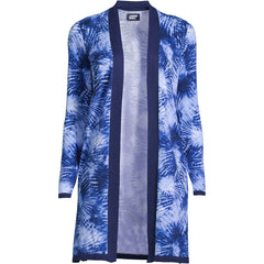 Women's Fine Gauge Cotton Long Open Cardigan Sweater - Print