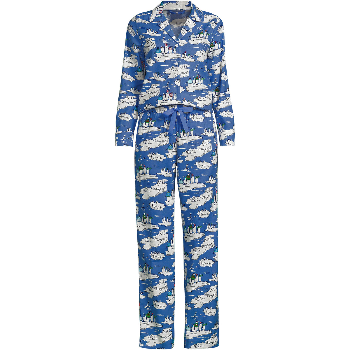 Women's Plus Size Flannel 2 Piece Pajama Set - Long Sleeve Shirt and Pants