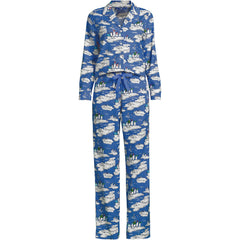 Women's Plus Size Flannel 2 Piece Pajama Set - Long Sleeve Shirt and Pants