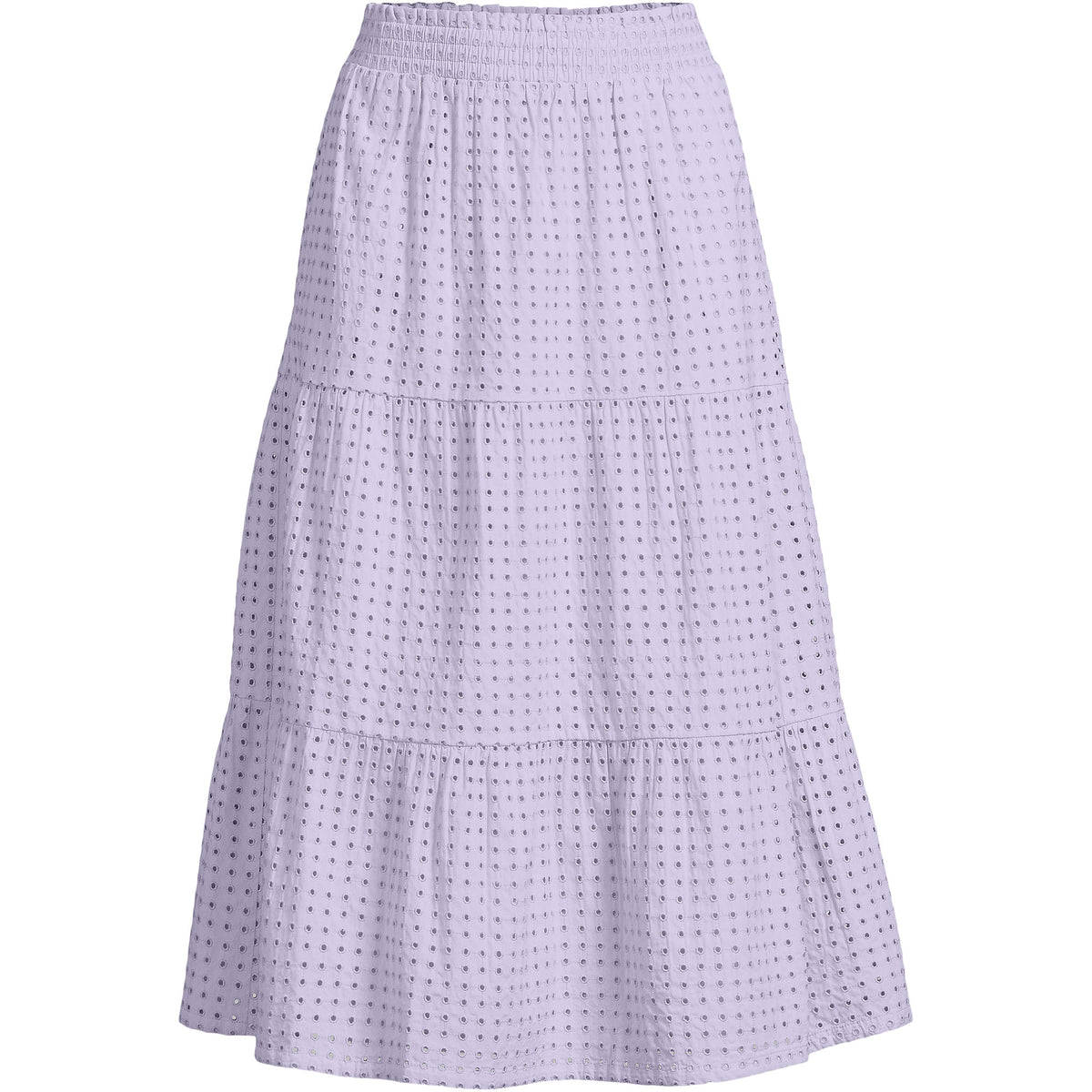Women's Poplin Tiered Eyelet Midi Skirt