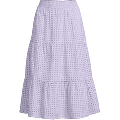 Women's Poplin Tiered Eyelet Midi Skirt