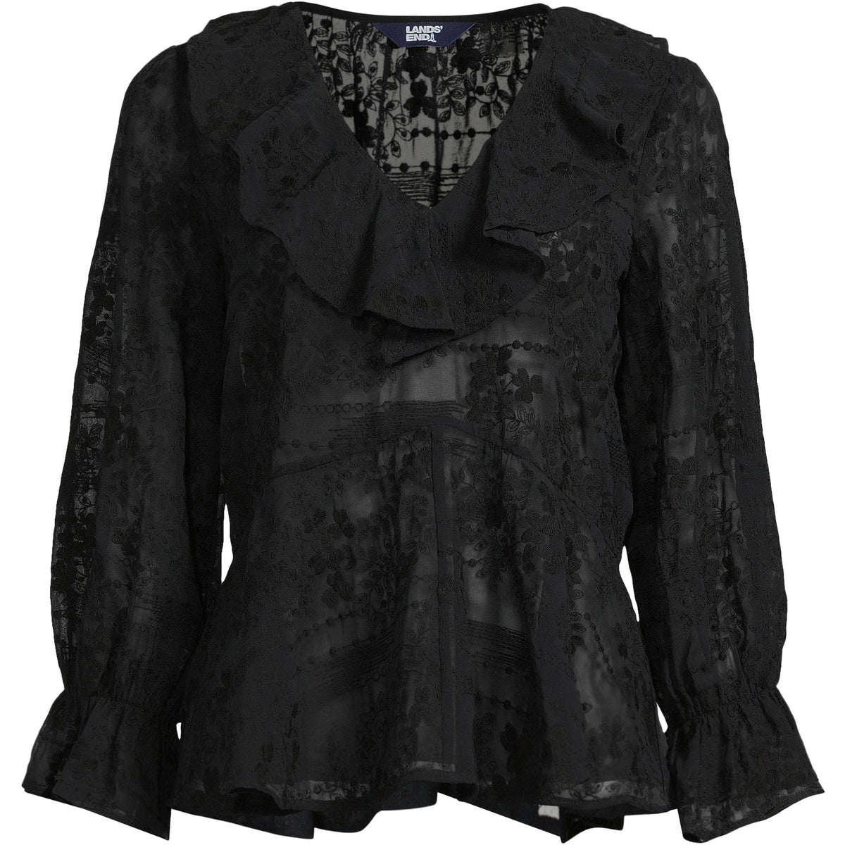 Women's Plus Size Feminine Ruffle Chiffon V Neck Blouse