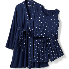 Women's Cooling 3 Piece Pajama Set - Robe Tank and Shorts