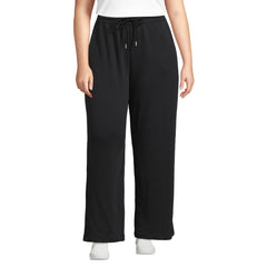 Women's Plus Size Sport Knit High Rise Pull On Relaxed Straight Leg Pants