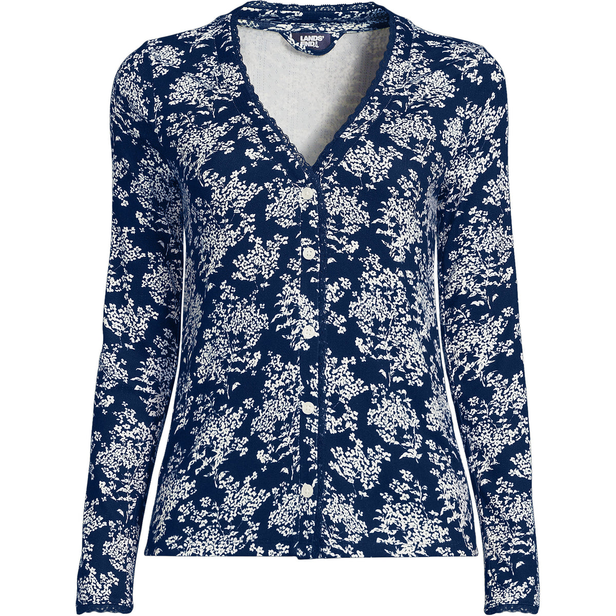 Women's Petite Pointelle Long Sleeve Sleep Cardigan