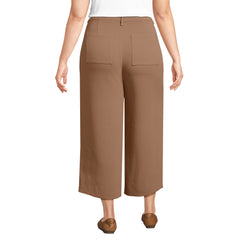 Women's Plus Size Crepe High Rise Patch Pocket Wide Leg Crop Pants