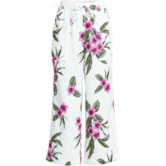 Women's High Rise Drawstring Linen Wide Leg Crop Pants