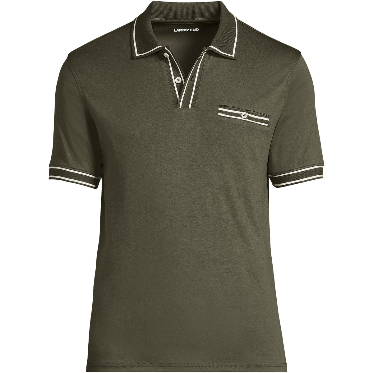 Men's Tall Short Sleeve Tipped Welt Pocket Performance Supima Polo