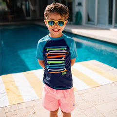 Boys Chlorine Resistant Seersucker Swim Trunks with Mesh Liner