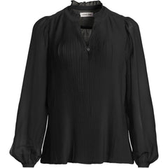 Women's Ruffle Neck Pintuck Sleeve Top
