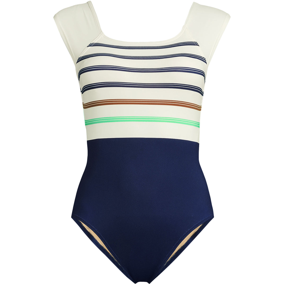 Women's Chlorine Resistant Tummy Control Cap Sleeve X-Back One Piece Swimsuit