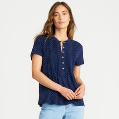 Women's Tall Lightweight Jersey Button Pintuck Top