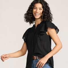 Women's Flutter Sleeve Button Front Blouse