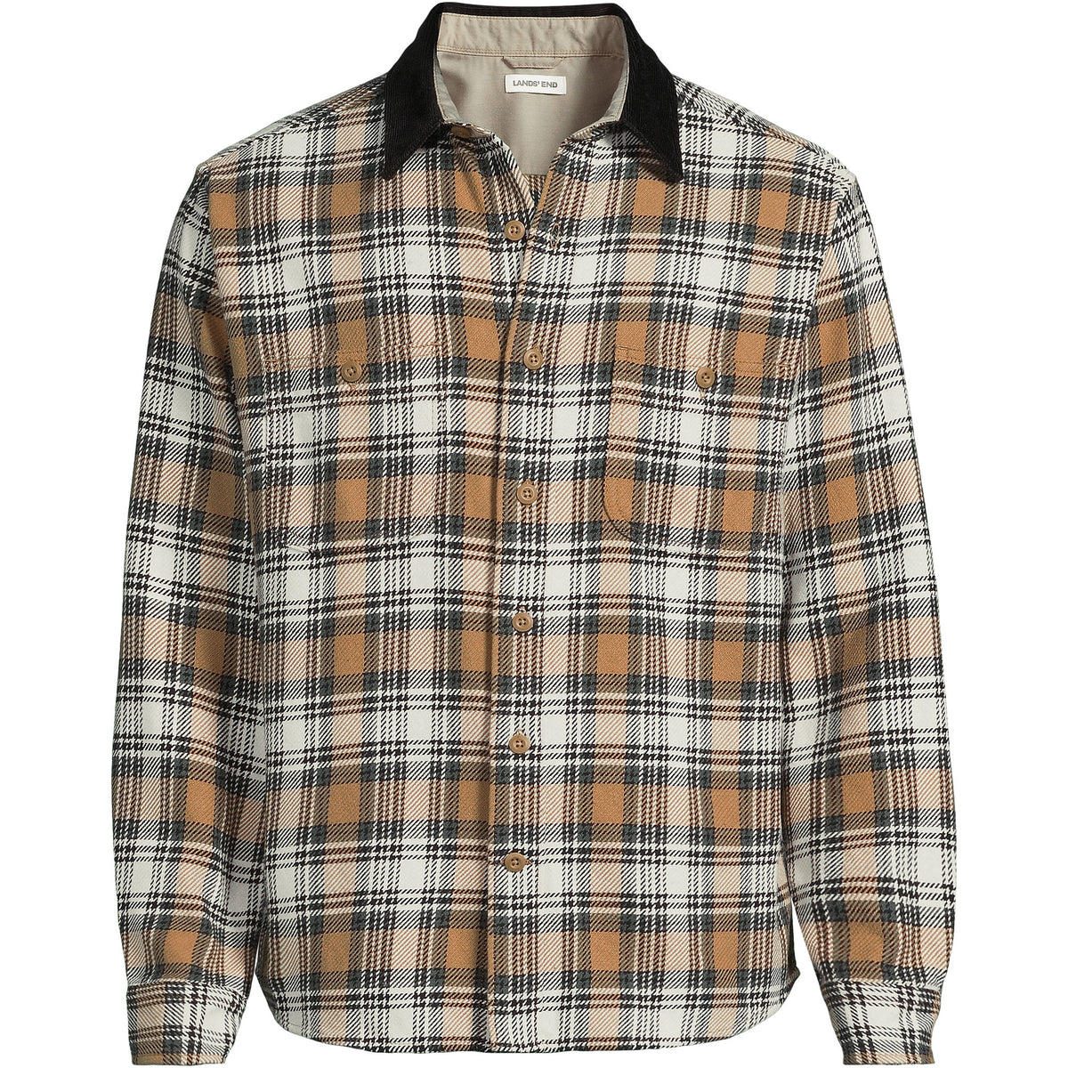 Men's Big and Tall Authentic Flannel Shirt with Corduroy Collar