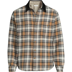 Men's Big Authentic Flannel Shirt with Corduroy Collar