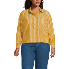 Women's Plus Size No Iron Boxy Cropped Shirt