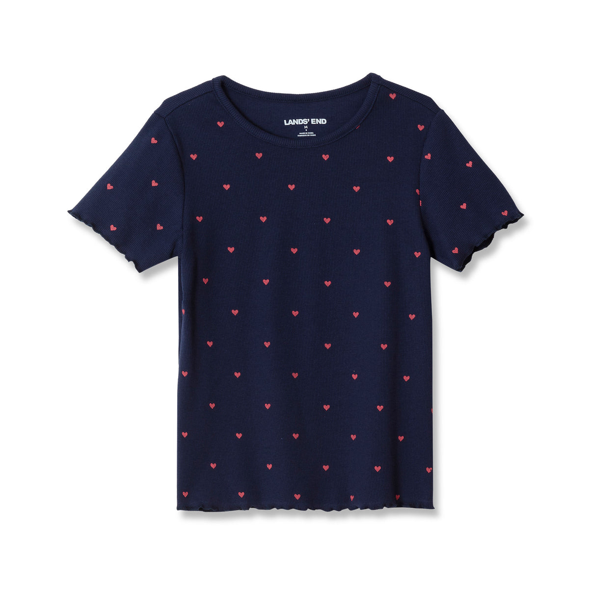 Girls Short Sleeve Ribbed Knit Tee