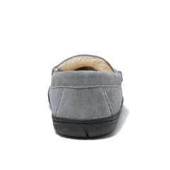 Men's Fuzzy Lined Suede Moccasin Slippers