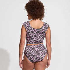 Women's D-Cup Ruched Cap Sleeve Midkini Top