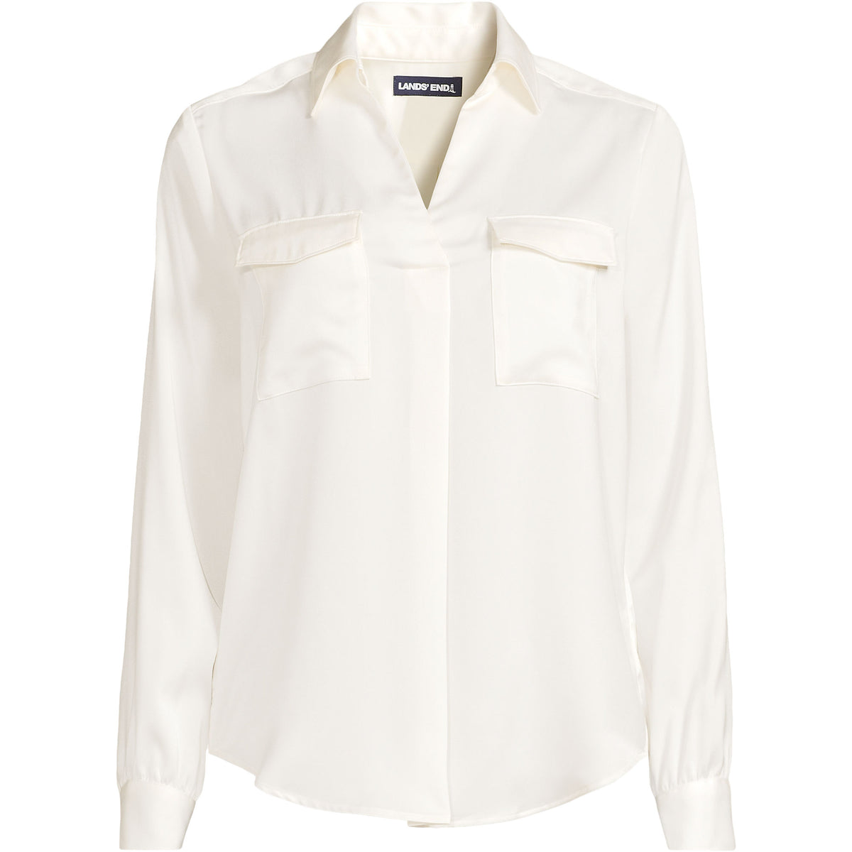 Women's Petite Charmeuse Utility Popover Blouse