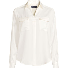 Women's Plus Charmeuse Utility Popover Blouse
