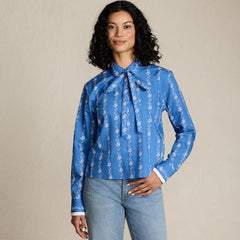 Women's Carefree Cotton Shirt with Removable Bow