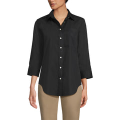 School Uniform Women's Petite Three Quarter Sleeve Broadcloth Easy Shirt