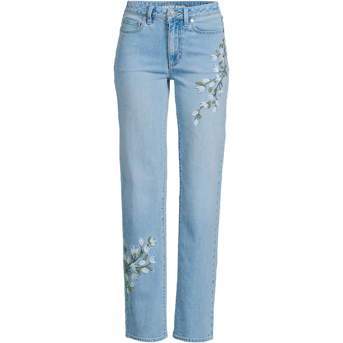 Women's Plus Size Soft Denim Mid Rise Relaxed Straight Leg Embroidered Jeans